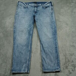 Silver Jeans Womens 33‎ Blue Denim Slim Elyse Cropped Pockets Stretch Modern